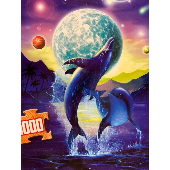 Magical Dolphin 1000 Piece Wooden Puzzle Space Ocean Scene - Picture 2 of 8